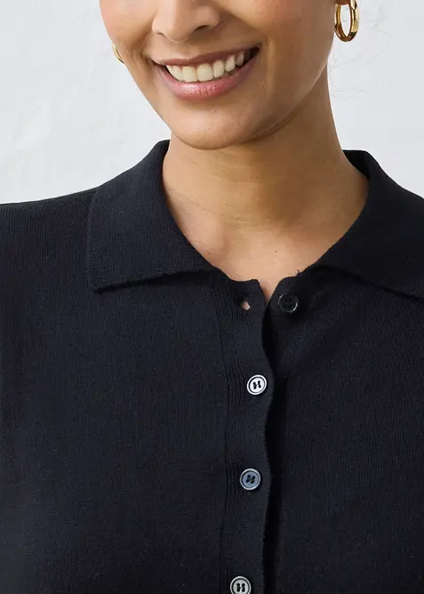 Polo-Pullover mit Seidenanteil, bonprix