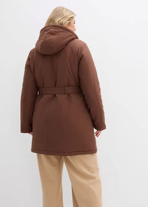 Wasserabweisender Outdoor-Kurzmantel mit G&uuml;rtel, Leo-Futter, bonprix