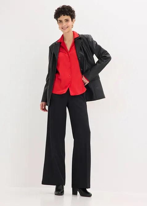 Chemisier en satin &agrave; col revers, bonprix