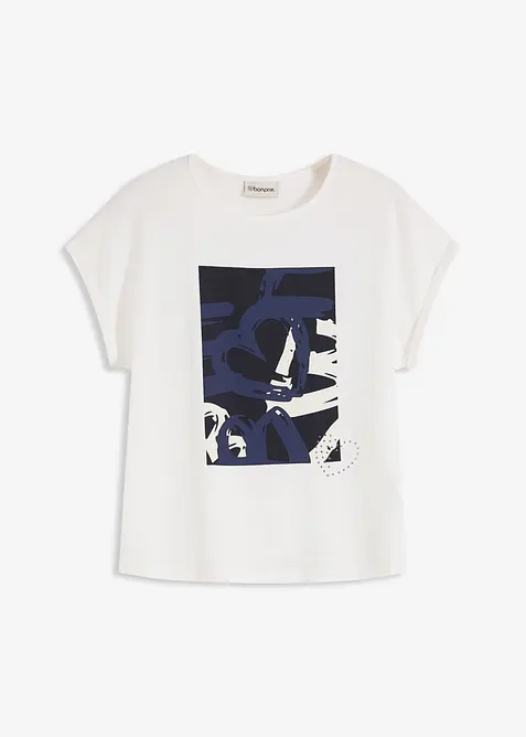 Shirt mit Viskose und Glitzersteinen, bonprix