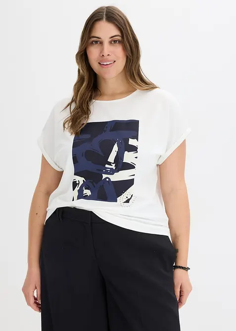 Shirt mit Viskose und Glitzersteinen, bonprix