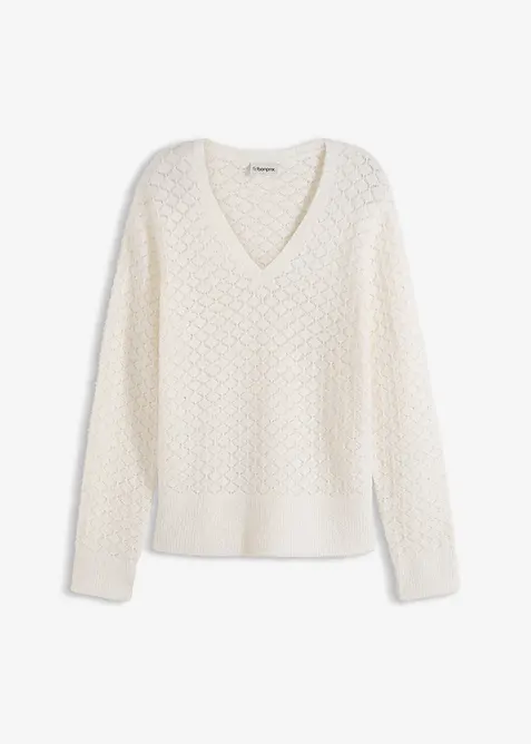 Ajour-Pullover mit Federgarn, bonprix