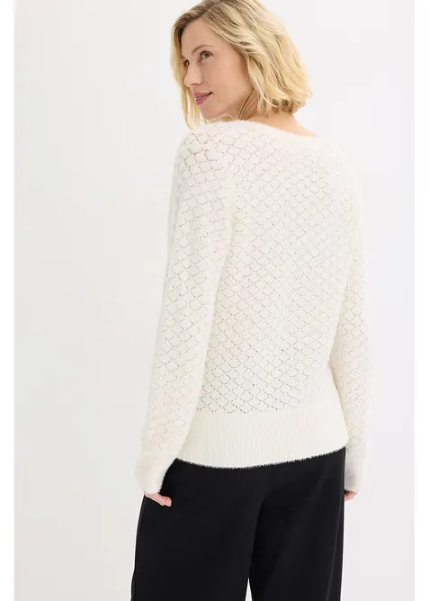 Ajour-Pullover mit Federgarn, bonprix