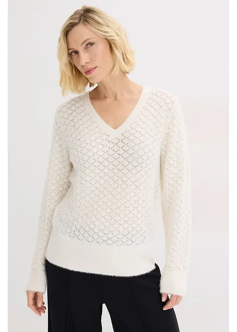 Ajour-Pullover mit Federgarn, bonprix