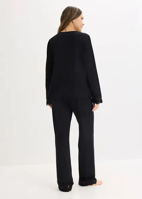 Pyjama mit Spitzenbesatz, bonprix
