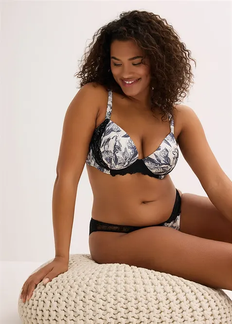 Soutien-gorge &agrave; coques en satin imprim&eacute;, bonprix