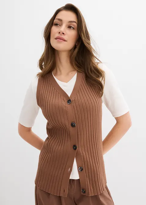 Gerippte Strickweste, bonprix
