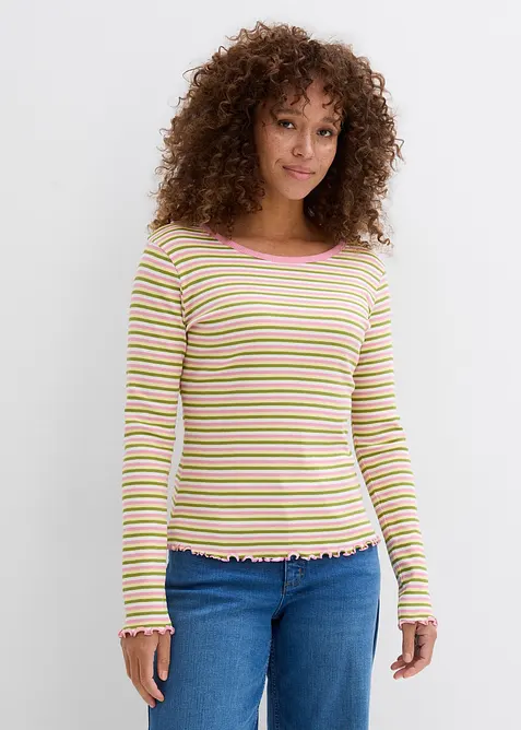 Rippshirt gestreift aus Bio-Baumwolle, bonprix