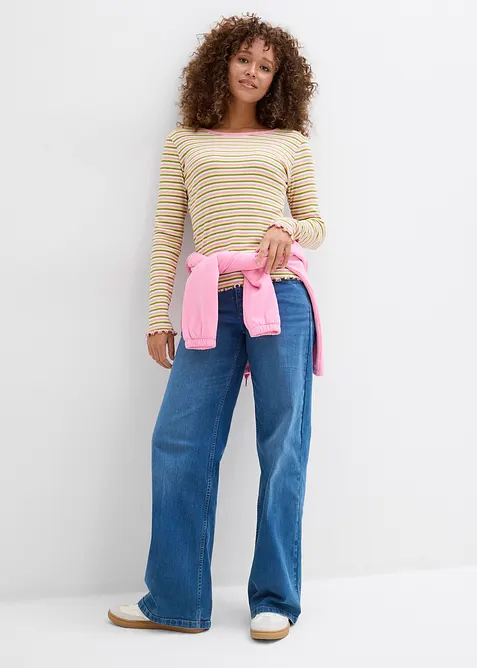 Rippshirt gestreift aus Bio-Baumwolle, bonprix