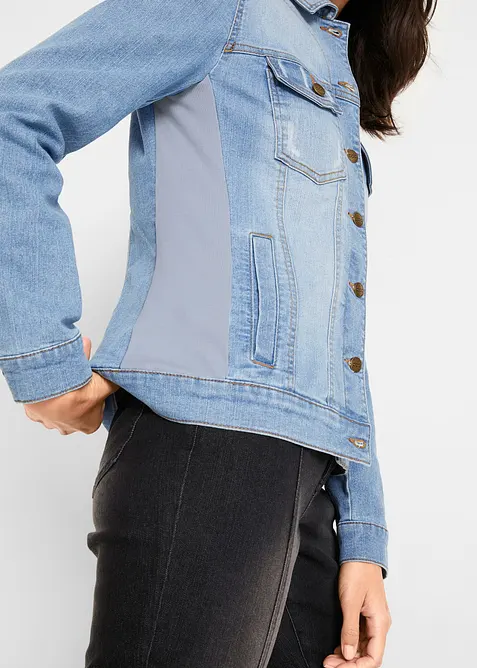 Veste en jean &agrave; empi&egrave;cement lat&eacute;ral c&ocirc;tel&eacute;, bonprix