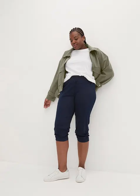 Corsaire &agrave; empi&egrave;cement taille confortable et fronces, bonprix