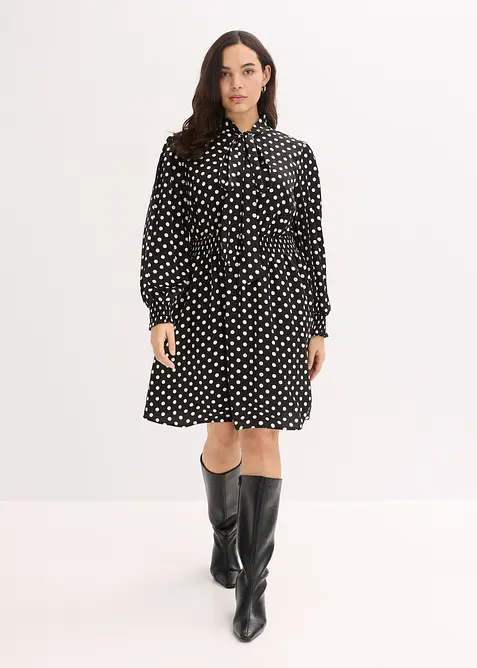 Robe &agrave; col lavalli&egrave;re en satin fluide, bonprix