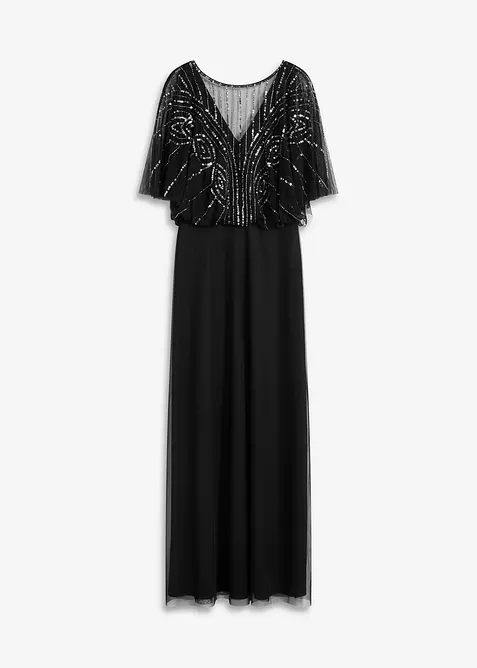 Maxikleid aus feinem T&uuml;ll mit Paillettenstickerei, bonprix