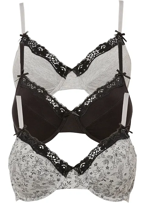 BH mit B&uuml;gel mit Bio-Baumwolle (3er Pack), bonprix