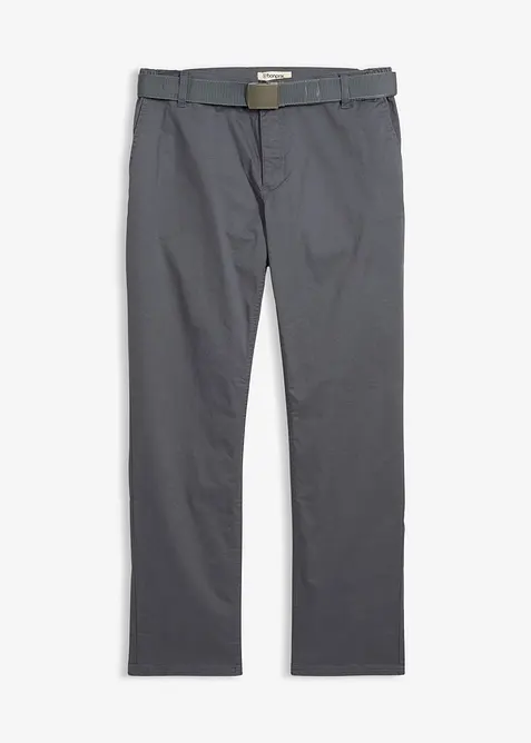 Pantalon chino regular avec ceinture, taille &eacute;lastiqu&eacute;e, droit, bonprix