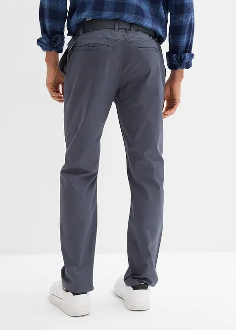 Pantalon chino regular avec ceinture, taille &eacute;lastiqu&eacute;e, droit, bonprix