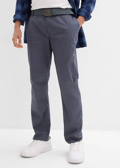 Pantalon chino regular avec ceinture, taille &eacute;lastiqu&eacute;e, droit, bonprix