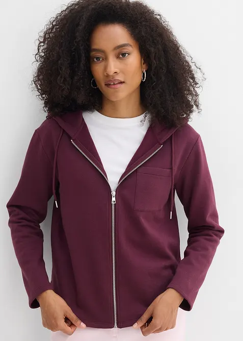 Sweat zipp&eacute; &agrave; capuche avec polyester recycl&eacute;, bonprix