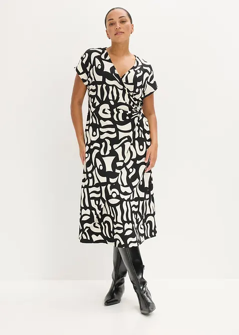 Robe midi en jersey textur&eacute;, bonprix