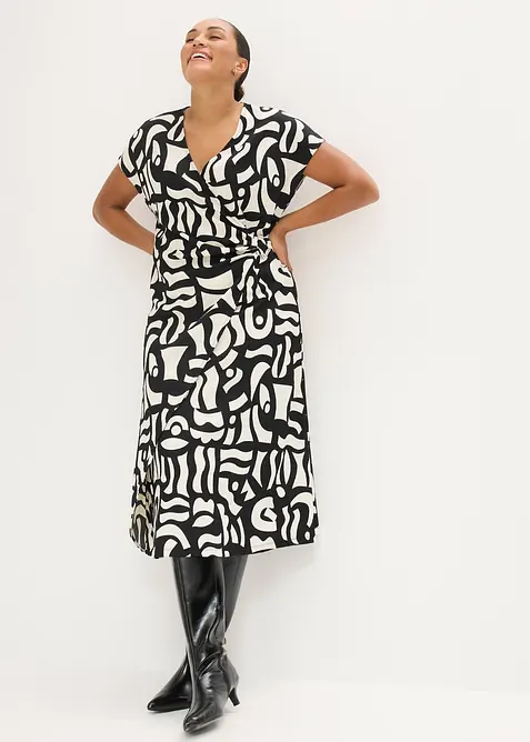 Robe midi en jersey textur&eacute;, bonprix