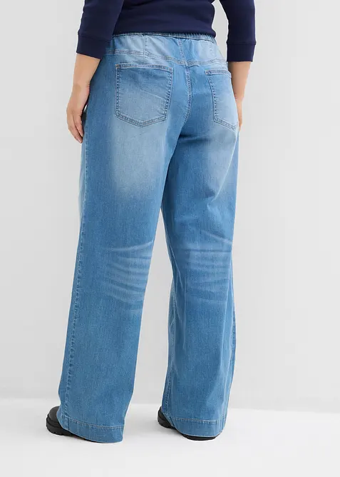Jean large taille haute &eacute;lastiqu&eacute;e, long, bonprix
