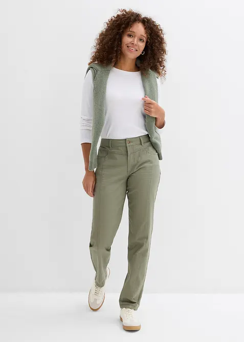 Pantalon en twill coton &eacute;lasthanne, bonprix