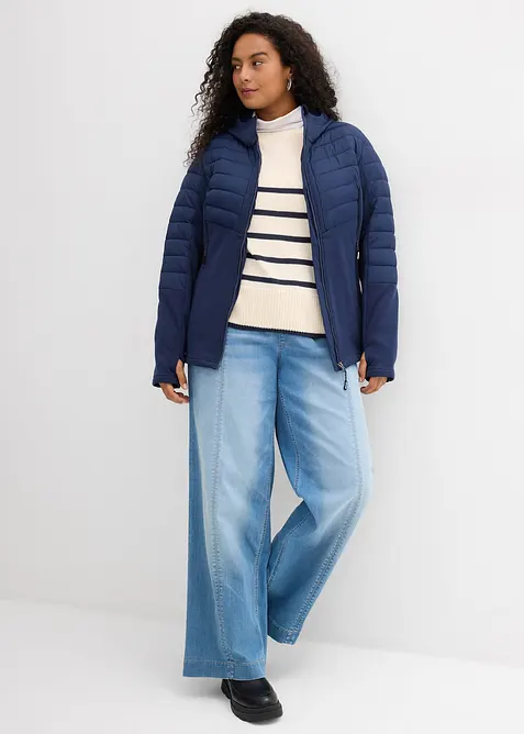 Wasserabweisende Hybridjacke mit Softshell- und Steppeins&auml;tzen, bonprix