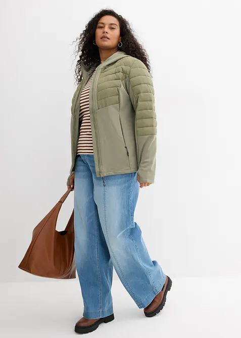 Wasserabweisende Hybridjacke mit Softshell- und Steppeins&auml;tzen, bonprix