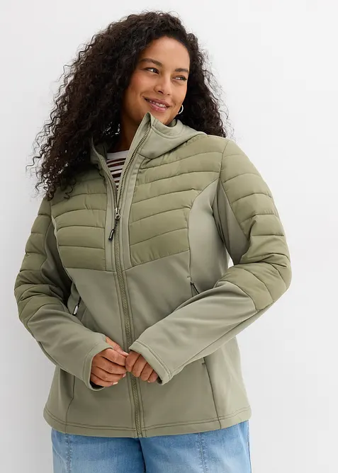 Wasserabweisende Hybridjacke mit Softshell- und Steppeins&auml;tzen, bonprix