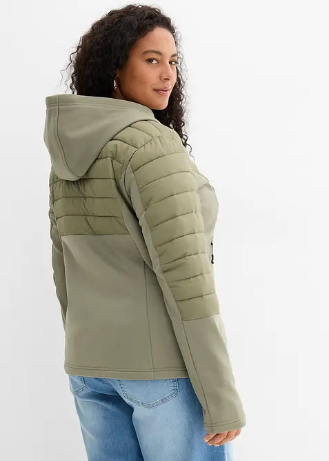 Wasserabweisende Hybridjacke mit Softshell- und Steppeins&auml;tzen, bonprix