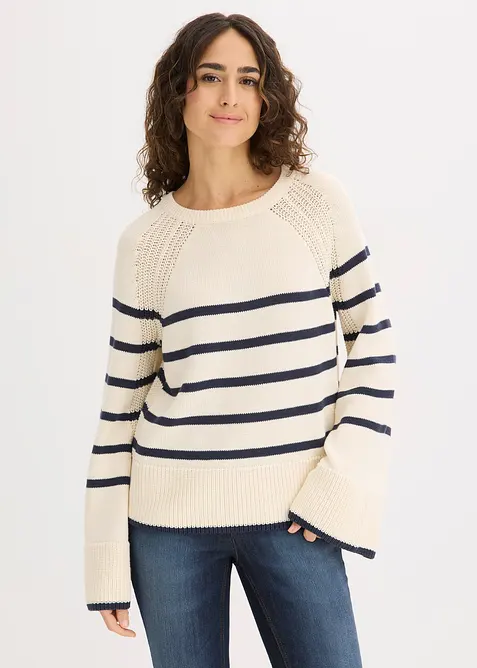 Pull &agrave; rayures contrastantes, bonprix