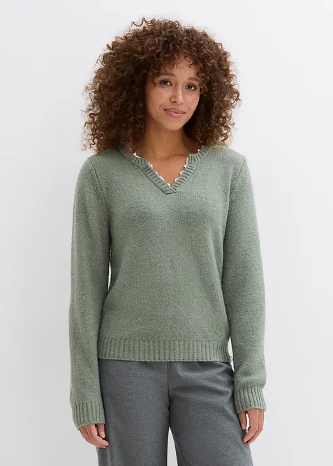 Pullover mit Spitzeneinsatz, bonprix