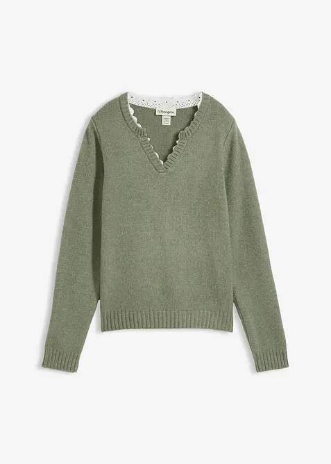 Pullover mit Spitzeneinsatz, bonprix
