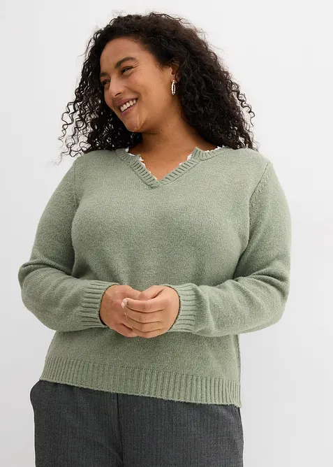 Pullover mit Spitzeneinsatz, bonprix