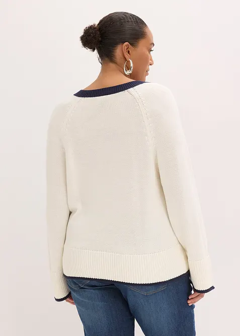 Pullover mit  kontrastfarbigen Streifen, bonprix