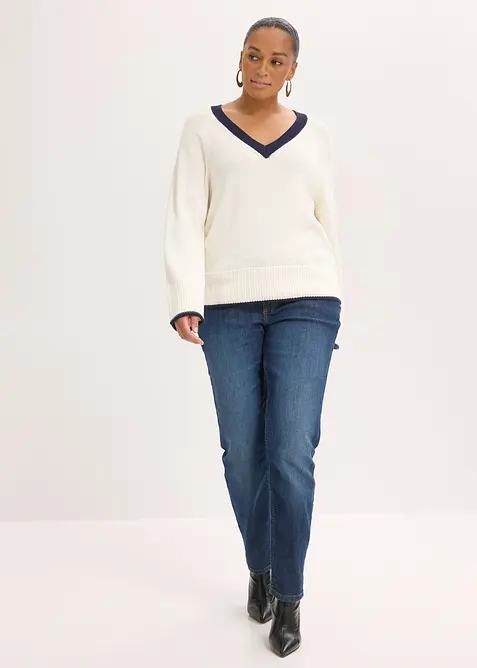 Pullover mit  kontrastfarbigen Streifen, bonprix