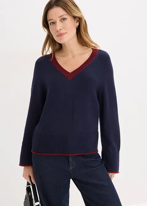Pull &agrave; rayures contrastantes, bonprix