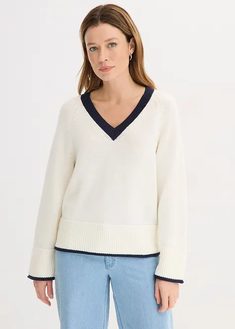 Pull &agrave; rayures contrastantes, bonprix