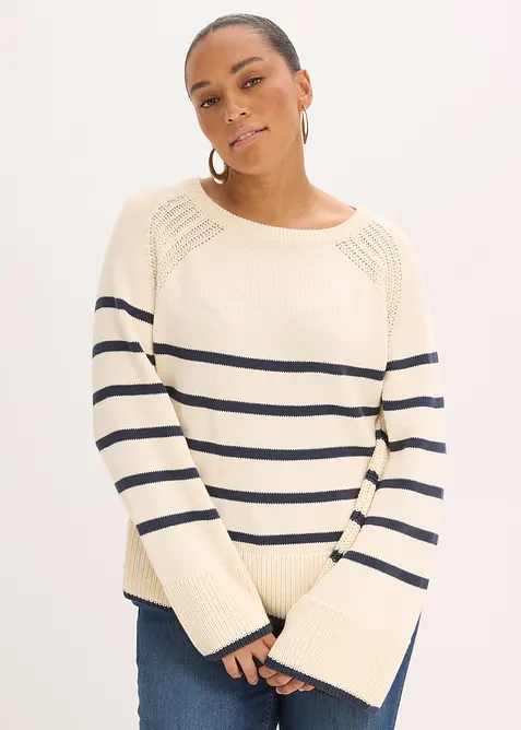Pullover mit  kontrastfarbigen Streifen, bonprix