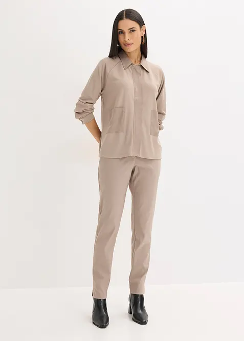 Veste l&eacute;g&egrave;re en Punto di Roma avec bordure en satin, bonprix