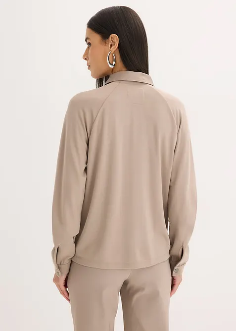 Veste l&eacute;g&egrave;re en Punto di Roma avec bordure en satin, bonprix