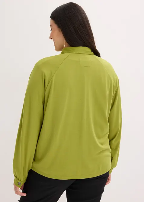 Veste l&eacute;g&egrave;re en Punto di Roma avec bordure en satin, bonprix