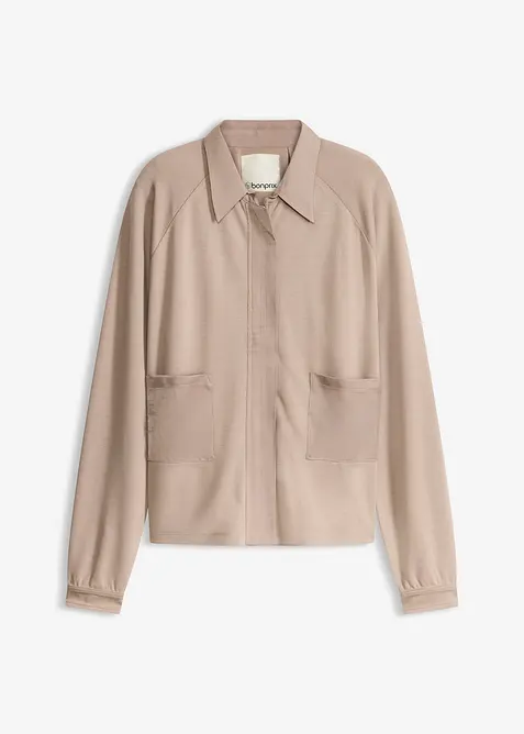 Veste l&eacute;g&egrave;re en Punto di Roma avec bordure en satin, bonprix