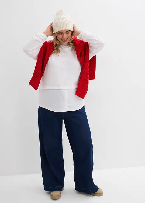 T-shirt avec empi&egrave;cement chemisier, bonprix