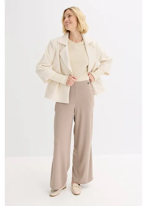 Marlenehose aus Punto di Roma mit Satinband, bonprix