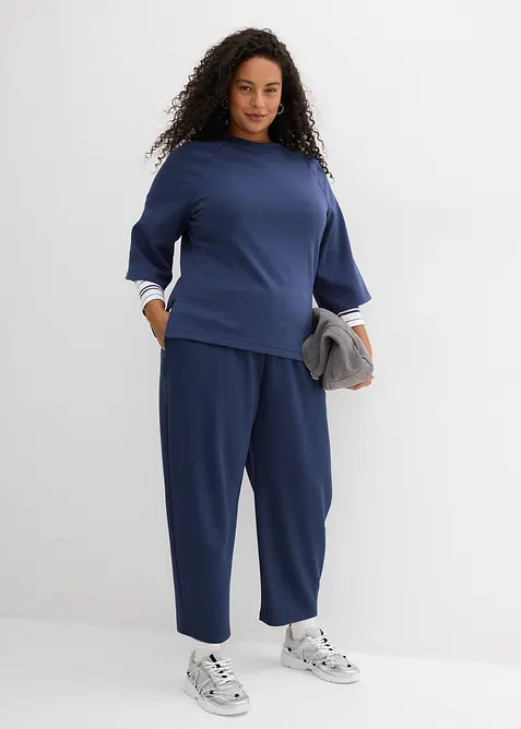Pantalon barrel en jersey n&eacute;opr&egrave;ne, bonprix