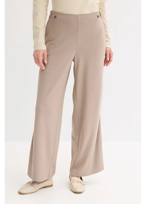 Marlenehose aus Punto di Roma mit Satinband, bonprix