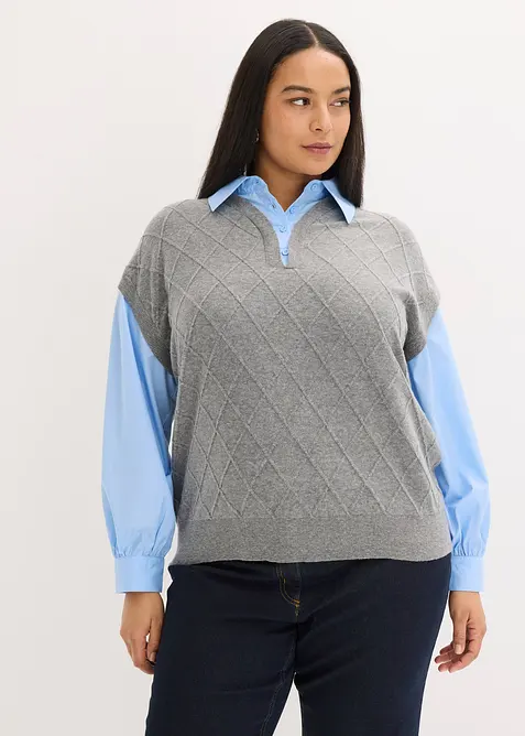 Pullover mit Bluseneinsatz, bonprix