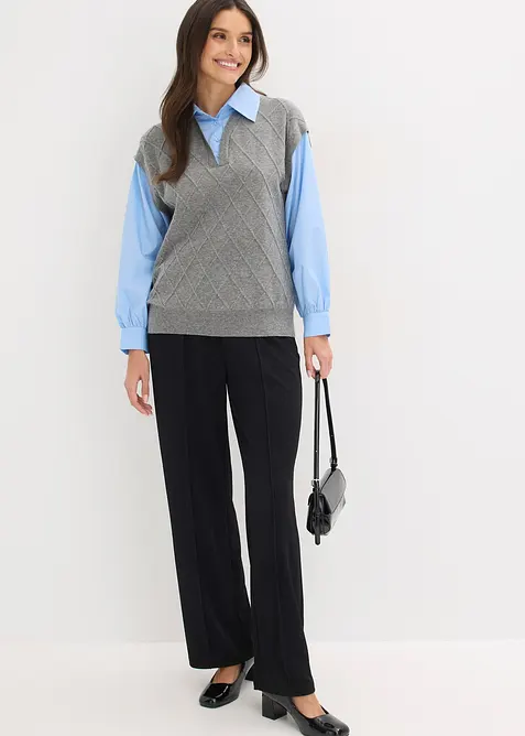 Pull &agrave; empi&egrave;cement chemisier, bonprix