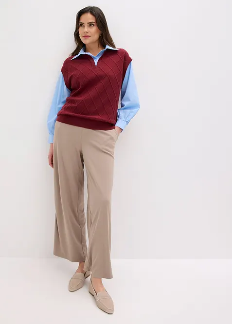 Pull sans manches &agrave; empi&egrave;cement chemisier, bonprix